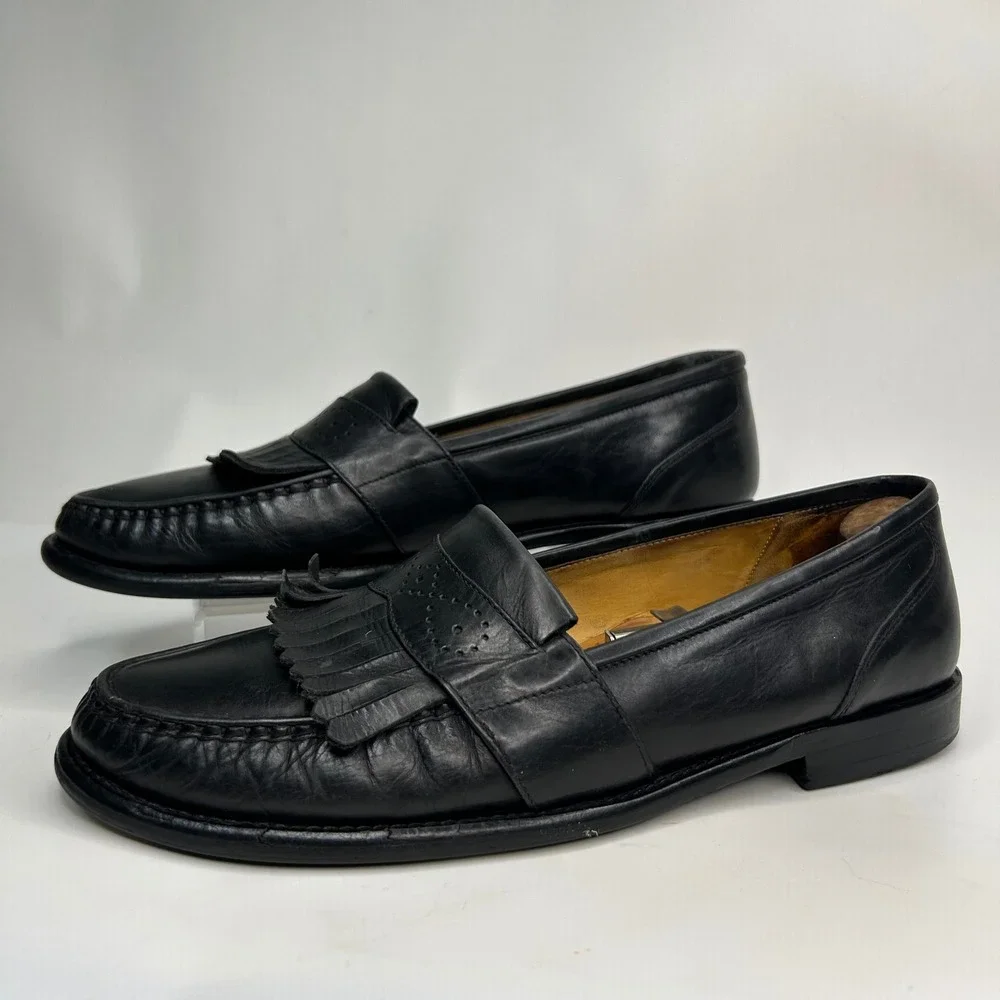 Cole Haan City Mens Black Leather Kiltie Loafers Dress Shoes 8262 Size 9.5 M